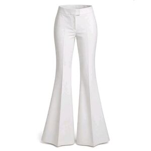 Antonio Melani White Flare Wide Leg Dress Pants Womens 8 High Rise Tailored 33"